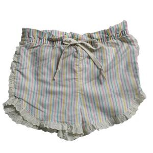 Vintage 80's Pastel Rainbow Striped Short Shorts Girls Kids Youth Size 4 2154